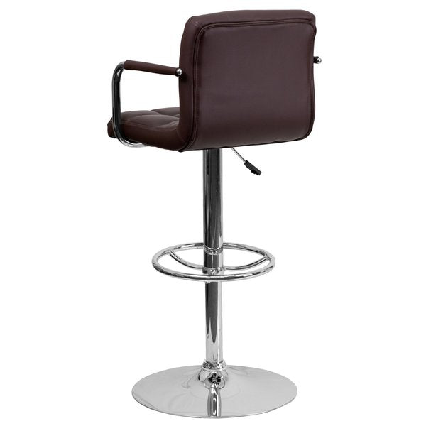 Brown Quilted Vinyl Barstool
