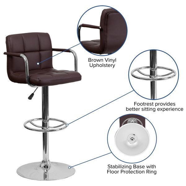 Brown Quilted Vinyl Barstool