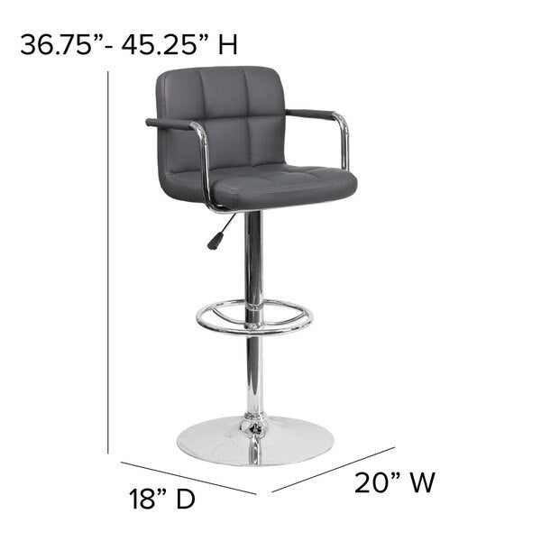 Gray Quilted Vinyl Barstool