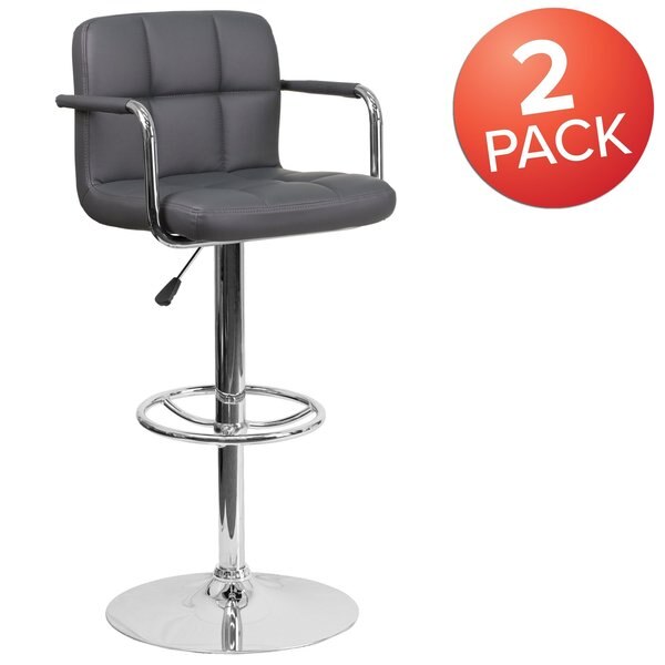 Gray Quilted Vinyl Barstool