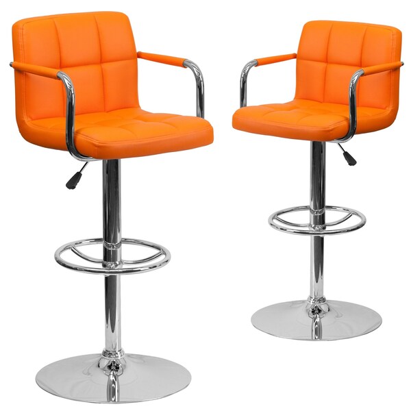 Orange Quilted Vinyl Barstool
