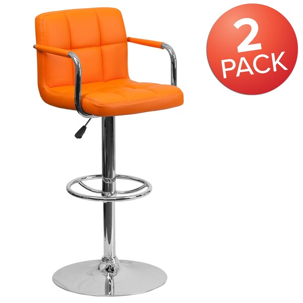 Orange Quilted Vinyl Barstool