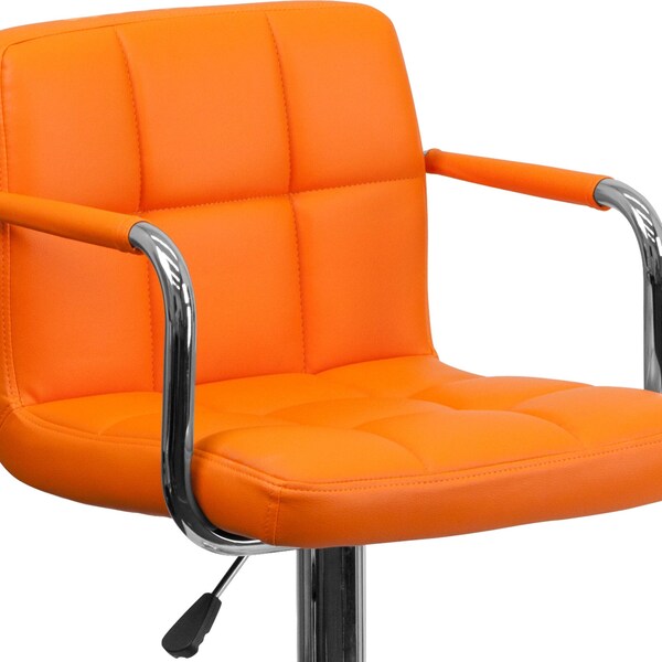 Orange Quilted Vinyl Barstool
