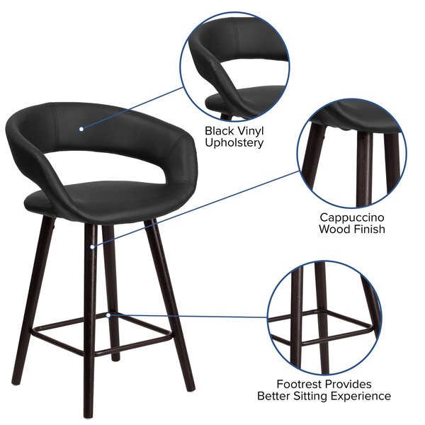 Black Vinyl Counter Stool, 24