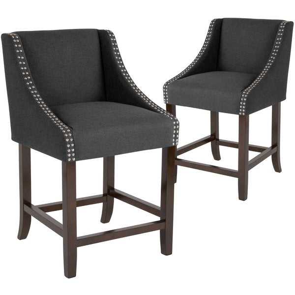 Charcoal Fabric/Wood Stool, 24