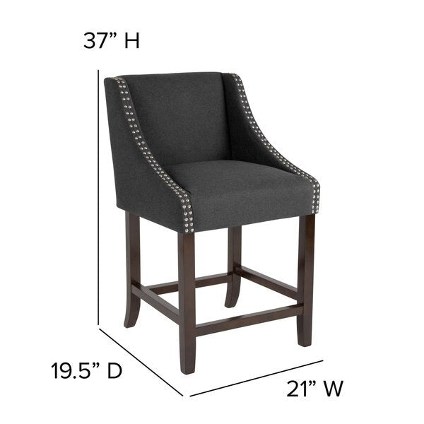 Charcoal Fabric/Wood Stool, 24