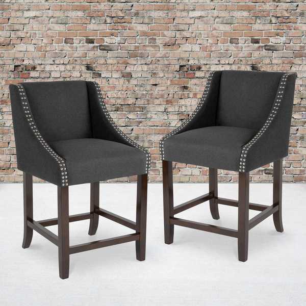 Charcoal Fabric/Wood Stool, 24