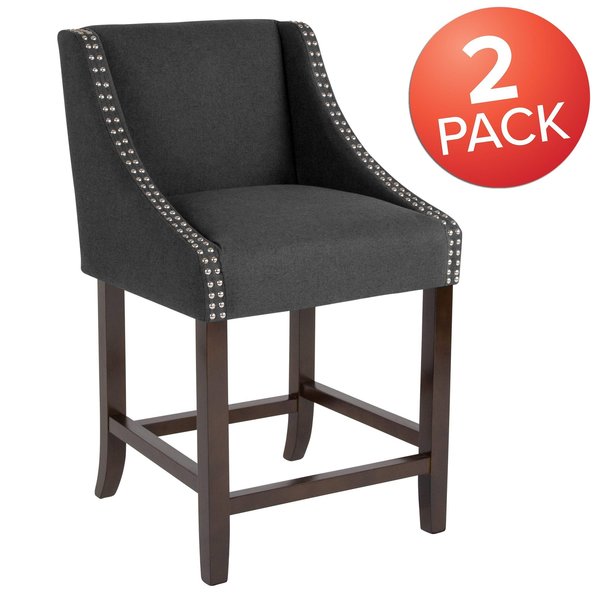 Charcoal Fabric/Wood Stool, 24