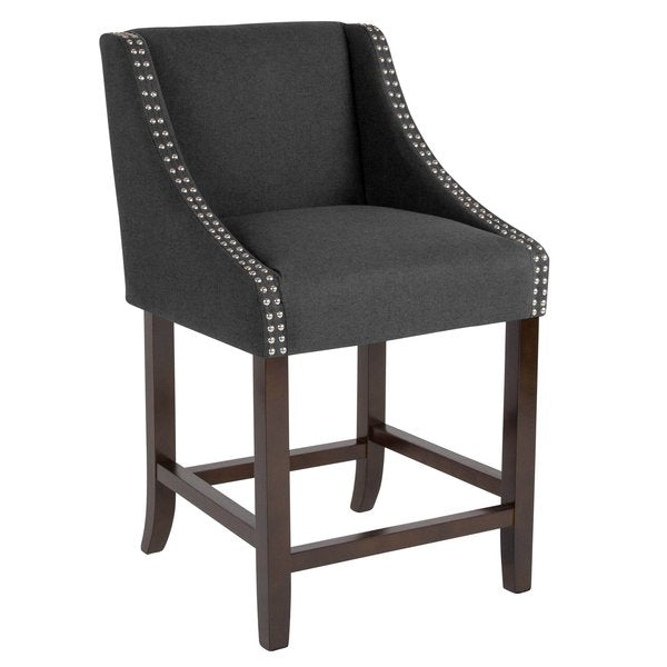 Charcoal Fabric/Wood Stool, 24
