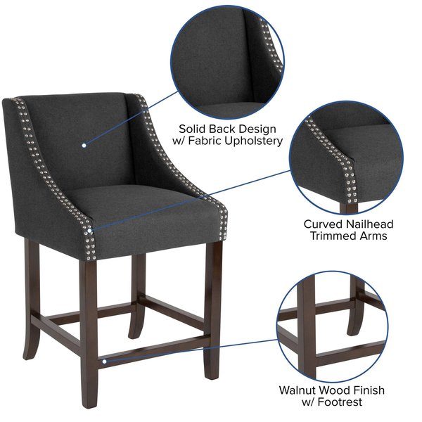 Charcoal Fabric/Wood Stool, 24