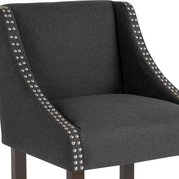 Charcoal Fabric/Wood Stool, 24