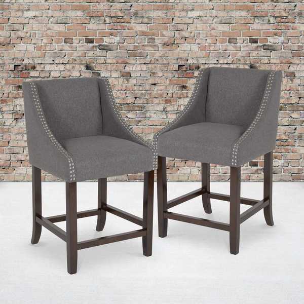 Gray Fabric/Wood Stool, 24
