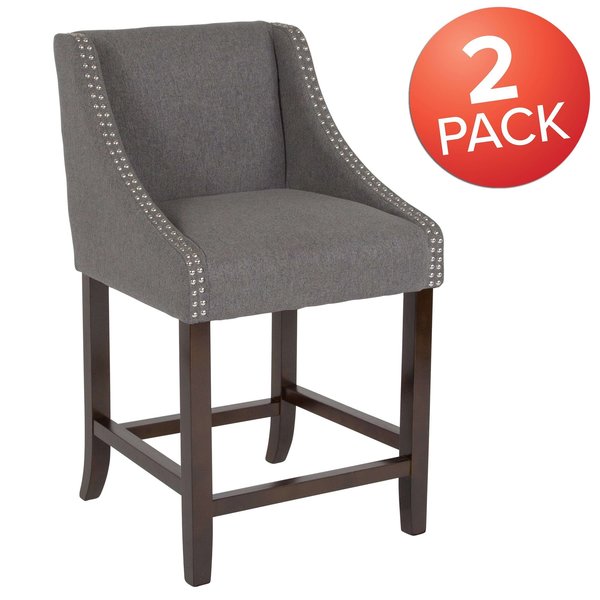 Gray Fabric/Wood Stool, 24
