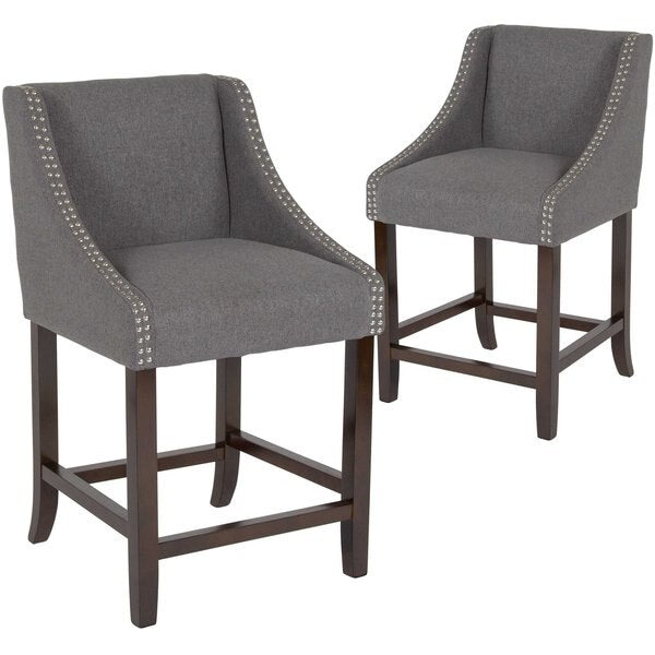 Gray Fabric/Wood Stool, 24