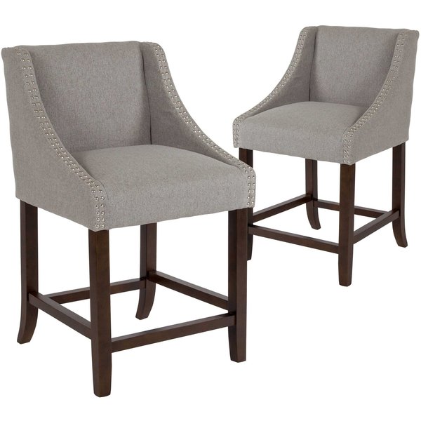Gray Fabric/Wood Stool, 24