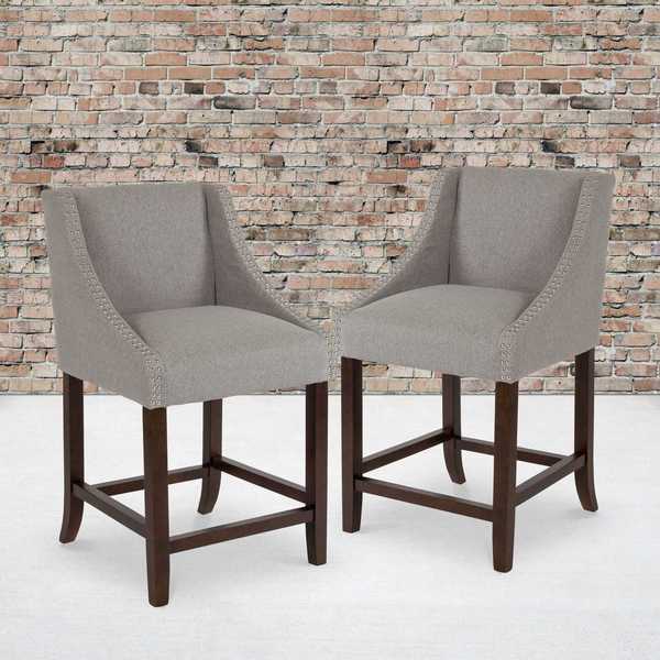 Gray Fabric/Wood Stool, 24