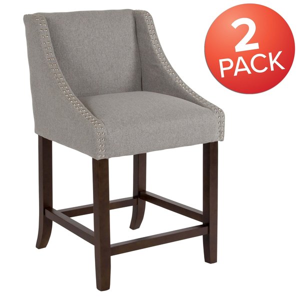 Gray Fabric/Wood Stool, 24