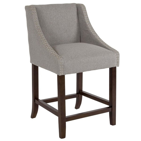Gray Fabric/Wood Stool, 24