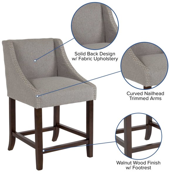 Gray Fabric/Wood Stool, 24