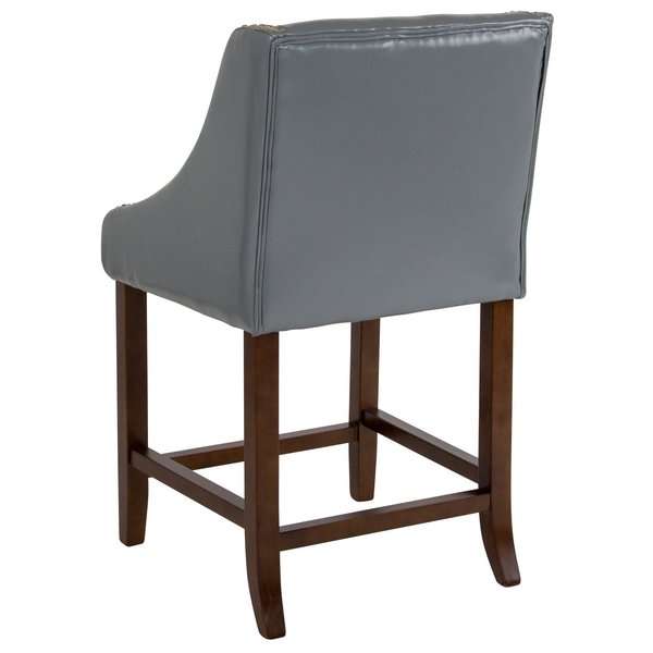 Gray Leather/Wood Stool, 24
