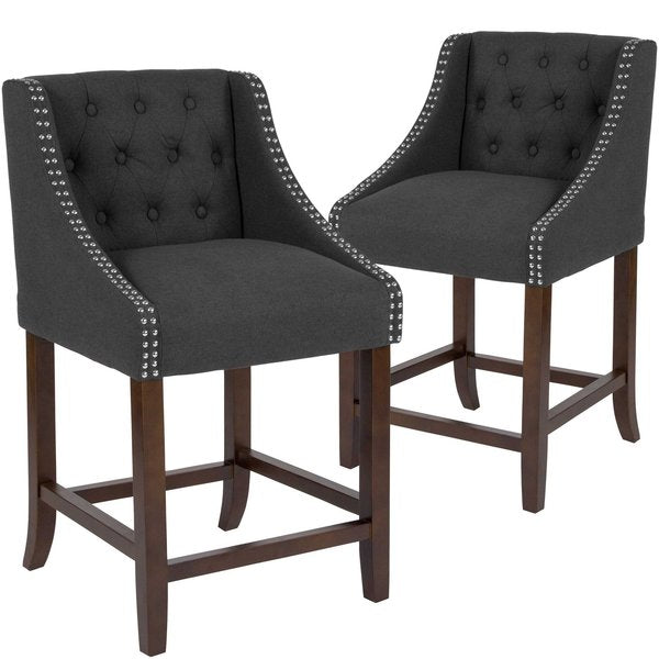 Charcoal Fabric/Wood Stool, 24