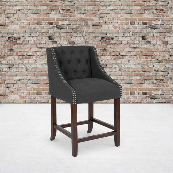 Charcoal Fabric/Wood Stool, 24
