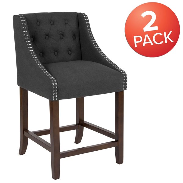 Charcoal Fabric/Wood Stool, 24