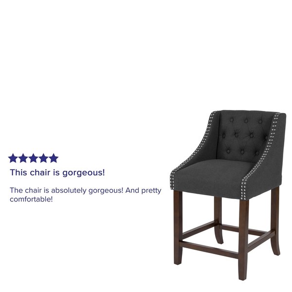Charcoal Fabric/Wood Stool, 24