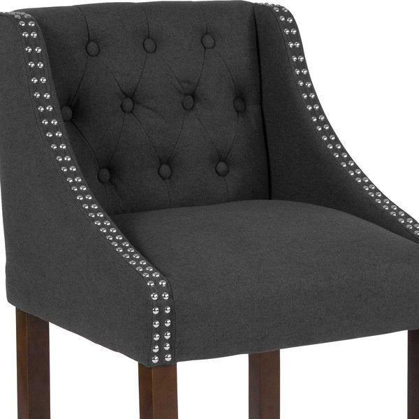 Charcoal Fabric/Wood Stool, 24