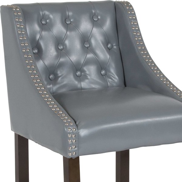Gray Leather/Wood Stool, 24