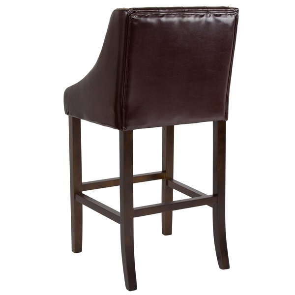 Brown Leather/Wood Stool, 30