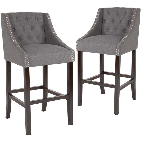 Gray Fabric/Wood Stool, 30