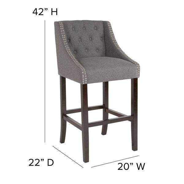 Gray Fabric/Wood Stool, 30