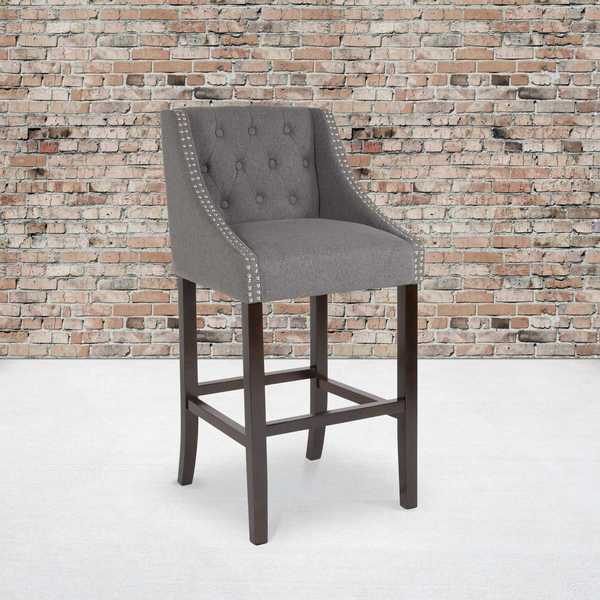 Gray Fabric/Wood Stool, 30