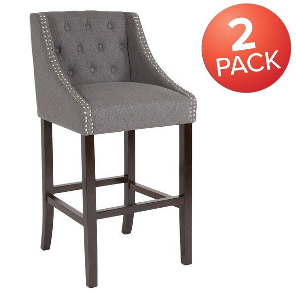 Gray Fabric/Wood Stool, 30