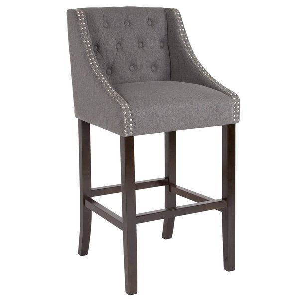 Gray Fabric/Wood Stool, 30