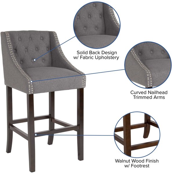 Gray Fabric/Wood Stool, 30