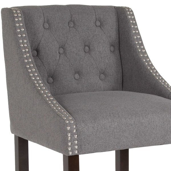 Gray Fabric/Wood Stool, 30