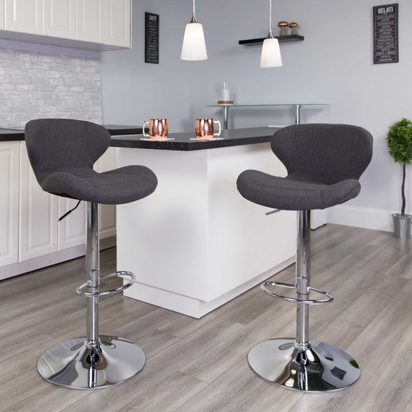 Charcoal Fabric Barstool