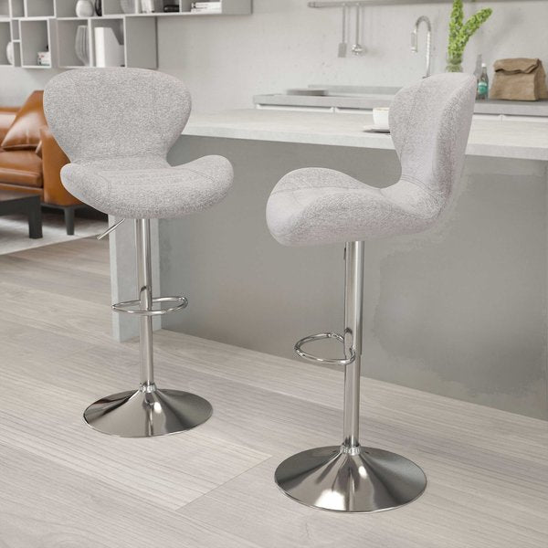 Gray Fabric Barstool