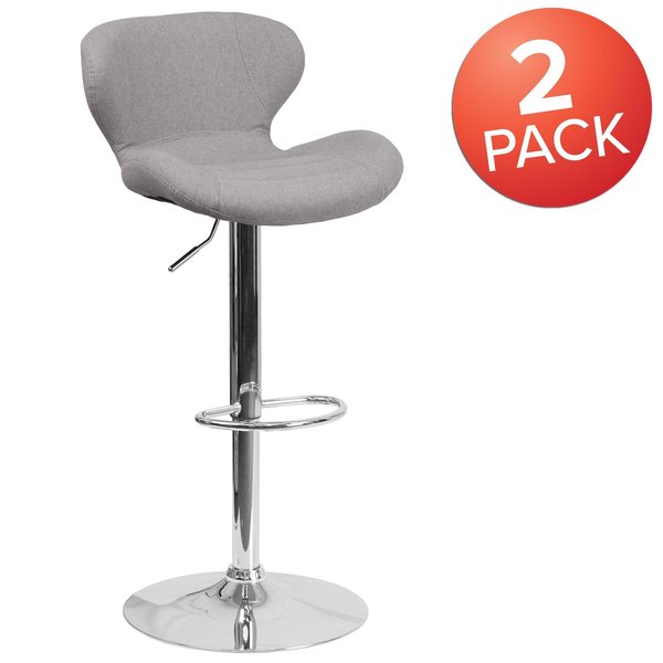 Gray Fabric Barstool