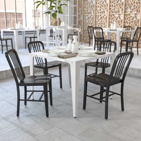Gael Commercial Grade 2 Pack Black Metal Indoor-Outdoor Chair