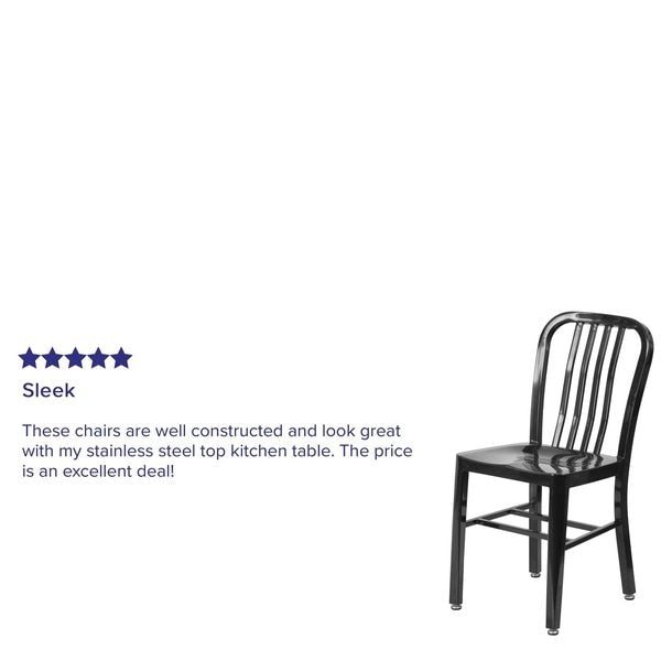 Gael Commercial Grade 2 Pack Black Metal Indoor-Outdoor Chair