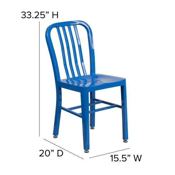 Gael Commercial Grade 2 Pack Blue Metal Indoor-Outdoor Chair