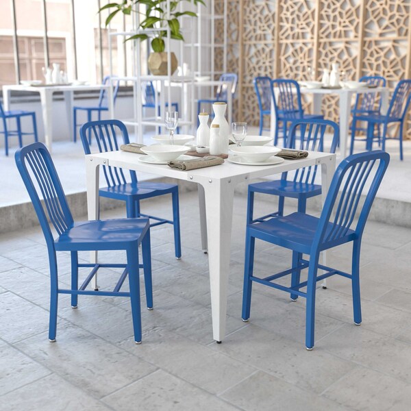 Gael Commercial Grade 2 Pack Blue Metal Indoor-Outdoor Chair
