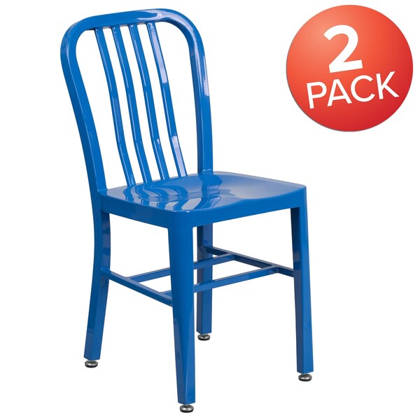 Gael Commercial Grade 2 Pack Blue Metal Indoor-Outdoor Chair