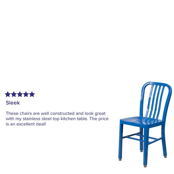 Gael Commercial Grade 2 Pack Blue Metal Indoor-Outdoor Chair