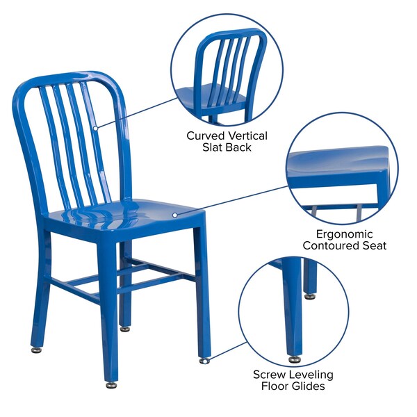 Gael Commercial Grade 2 Pack Blue Metal Indoor-Outdoor Chair