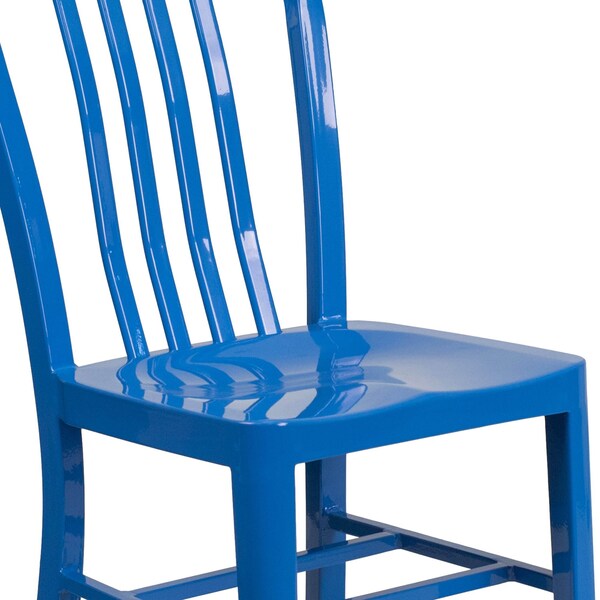Gael Commercial Grade 2 Pack Blue Metal Indoor-Outdoor Chair