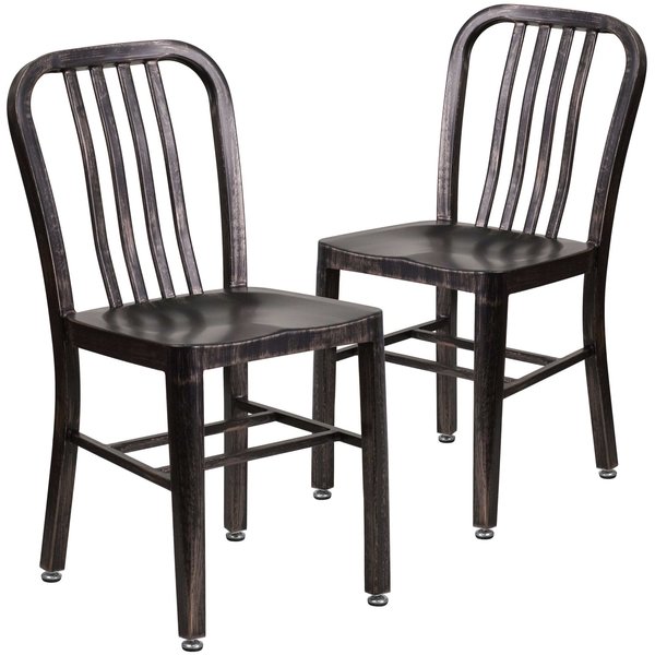 2PK Black-Gold Metal Indoor-Outdoor Chair - Bistro